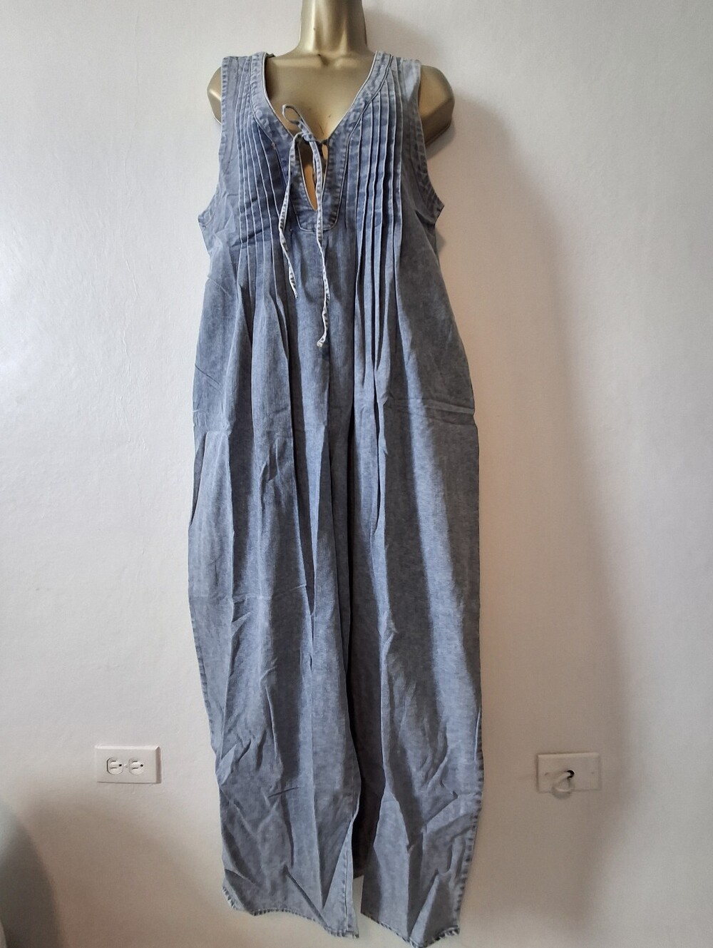 Sleeveless Chambray Jumpsuit - Light Blue